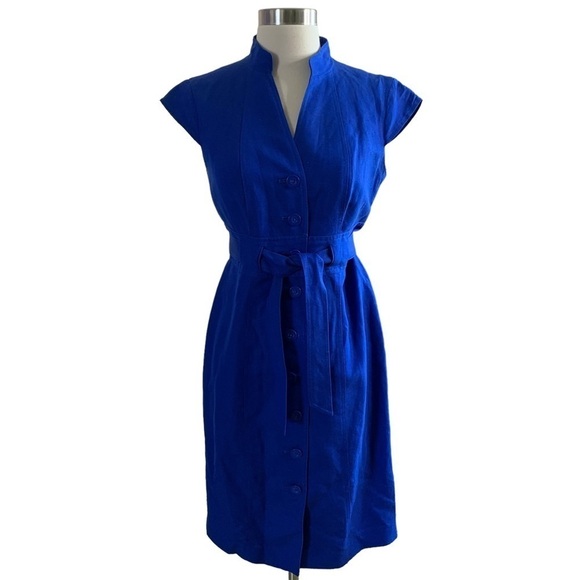 Calvin Klein Linen Rayon Polyester Belted Dress Good Condition No Flaws or Wear - Picture 1 of 9